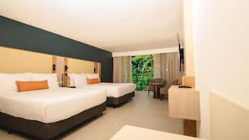 Executive Room, 2 Queen Beds, Garden View | 1 bedroom, premium bedding, Select Comfort beds, minibar