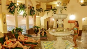 Een sauna, een bubbelbad, een stoombad, lichaamsbehandelingen
