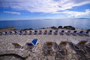 Beach nearby, sun loungers, beach umbrellas, beach towels