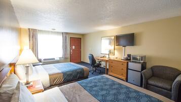 Standard Room, 2 Queen Beds, Non Smoking | In-room safe, desk, iron/ironing board, free cribs/infant beds