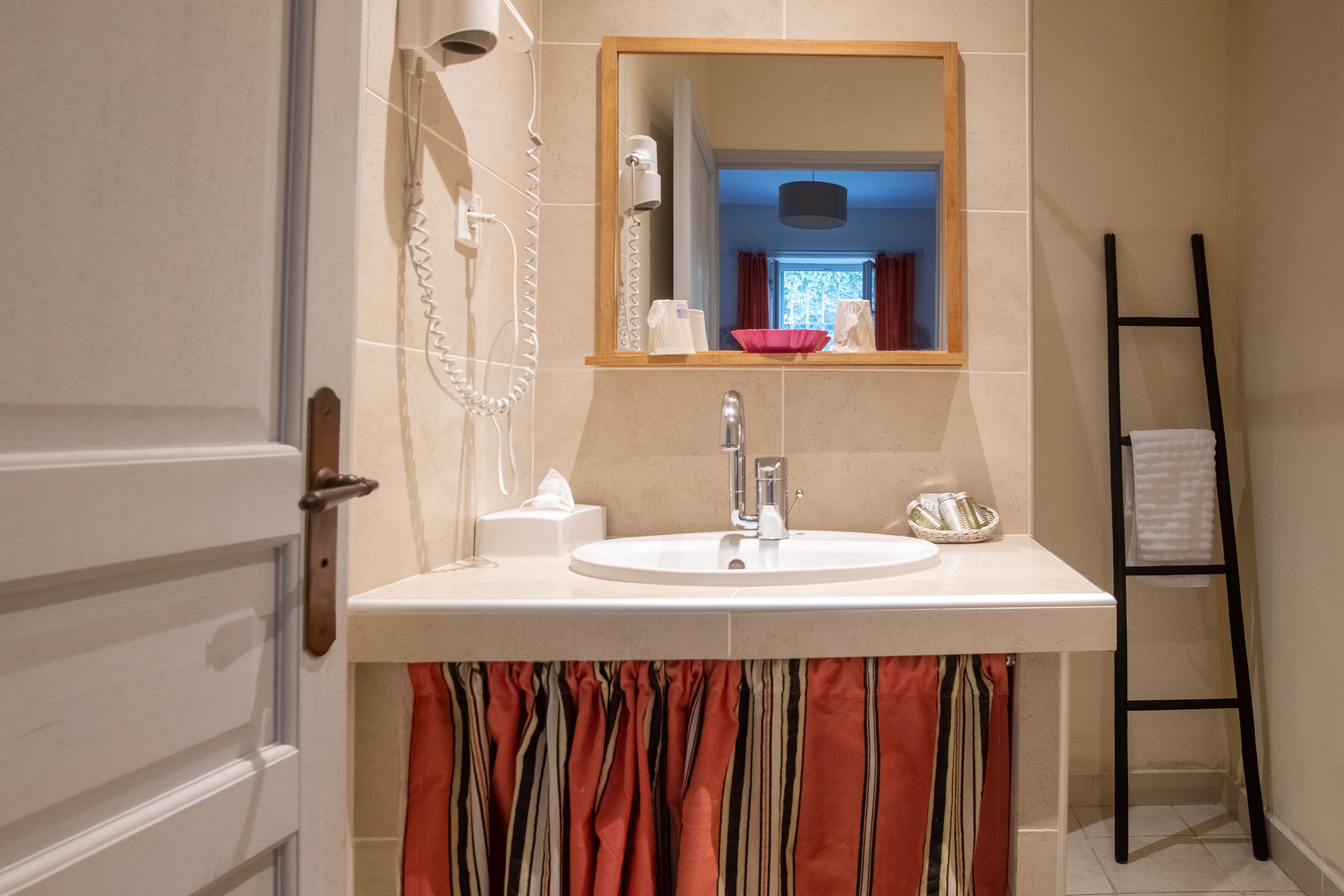 free toiletries, hair dryer, towels, soap