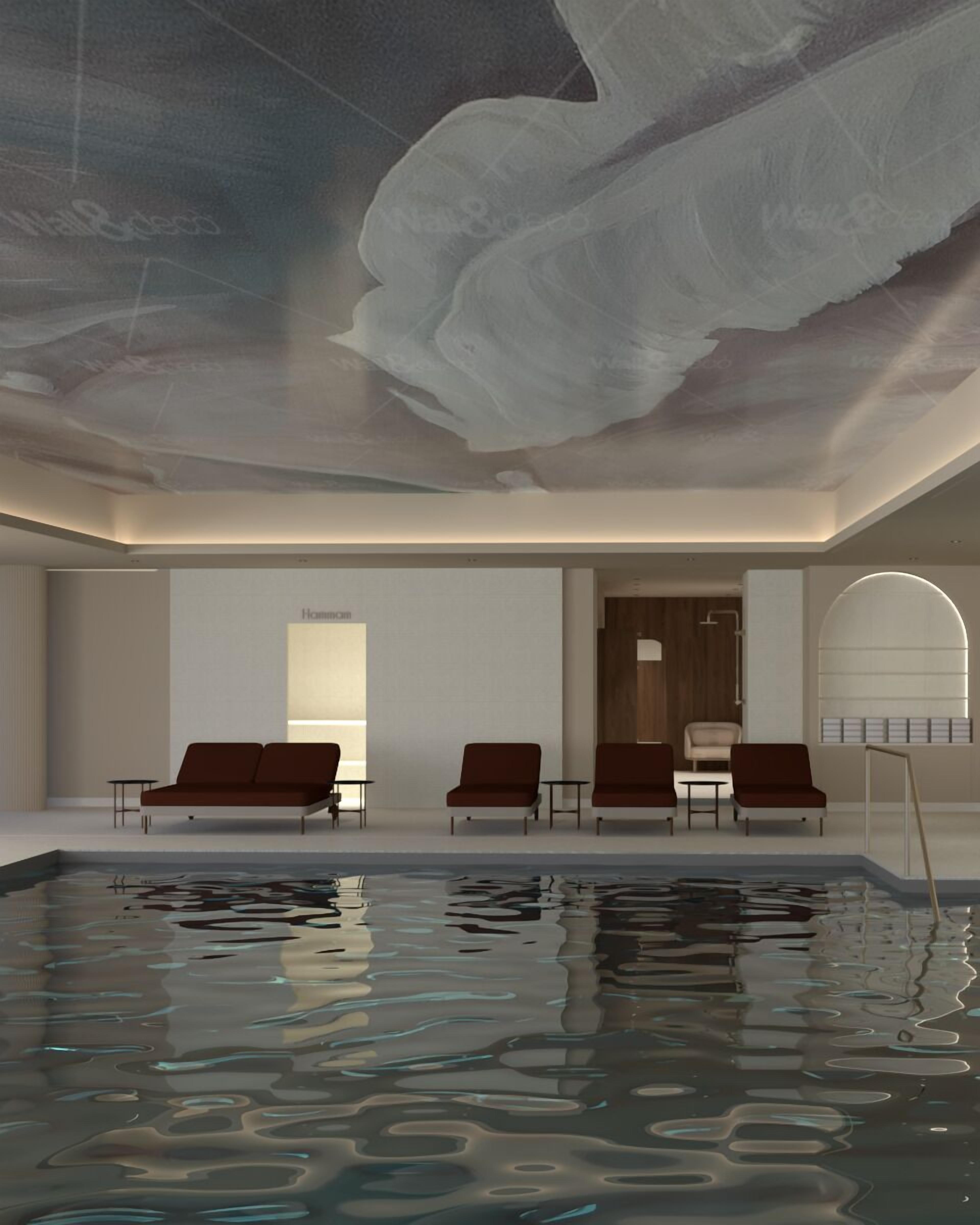Indoor pool, pool loungers
