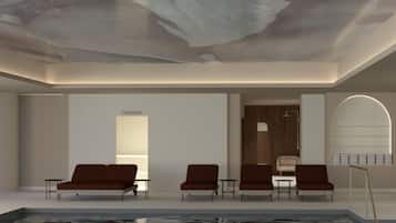 Indoor pool, pool loungers