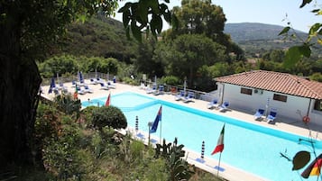 Außenpool, Sonnenschirme, Liegestühle