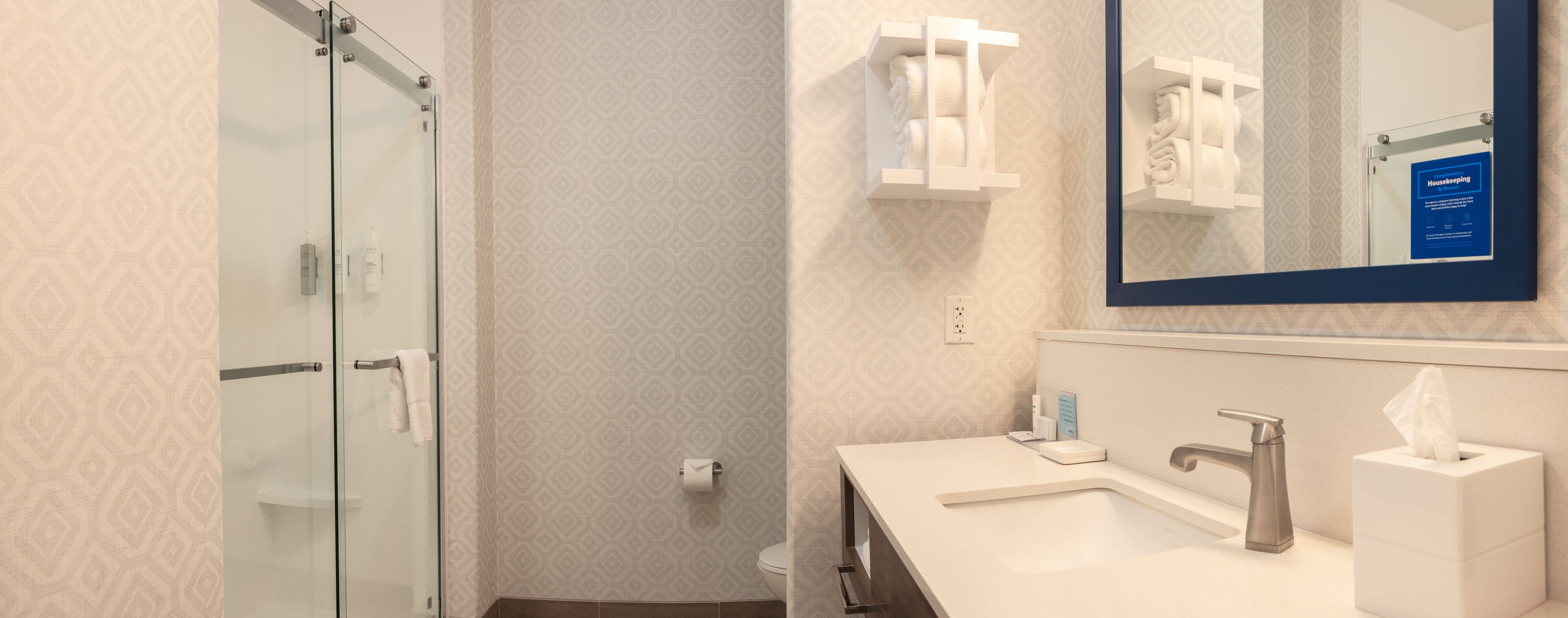 free toiletries, hair dryer, towels