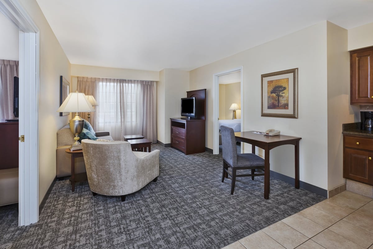1 bedroom, desk, laptop workspace, iron/ironing board