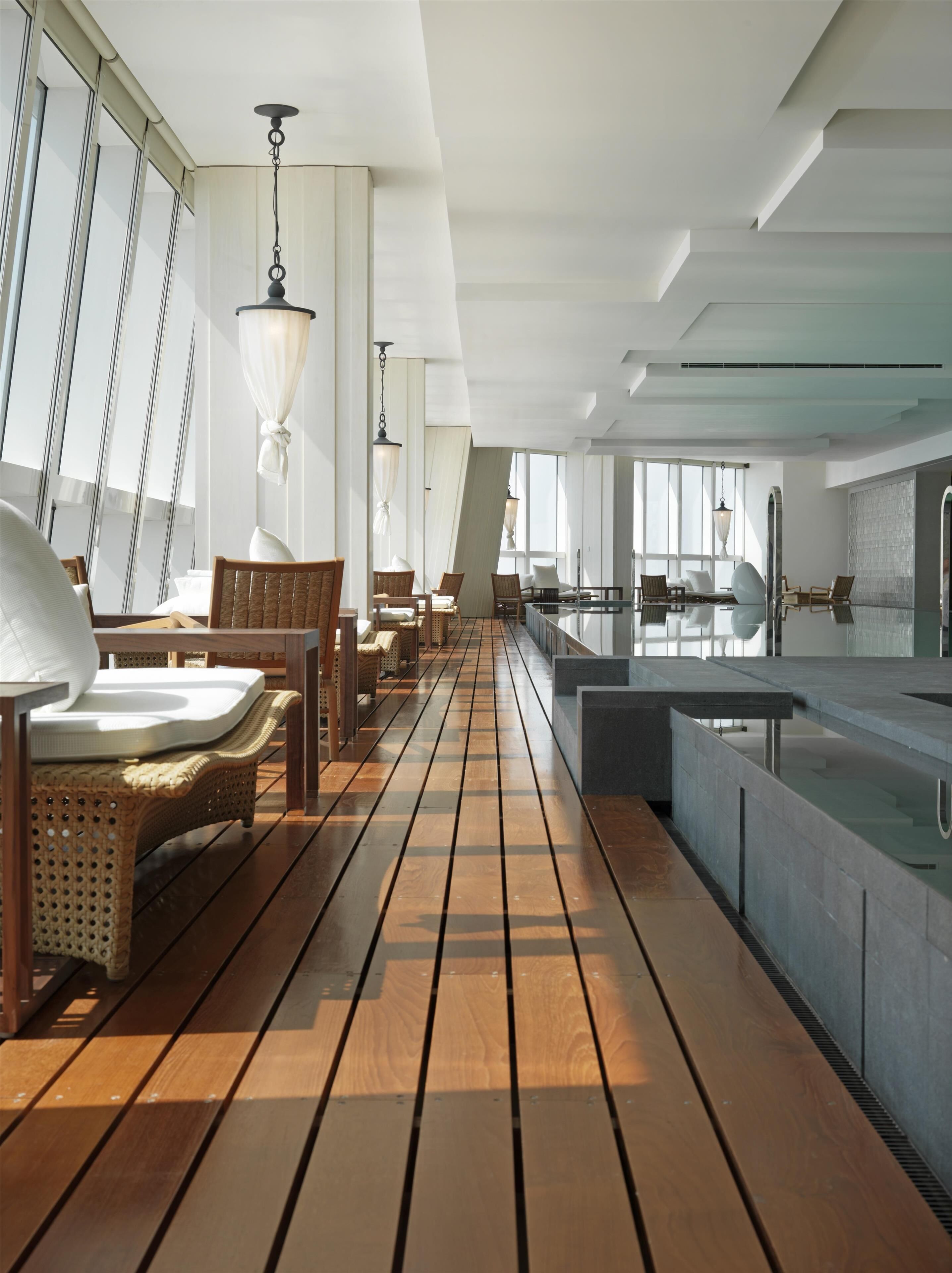 indoor pool, open 7:00 am to 10:00 pm, pool loungers, lifeguards on site