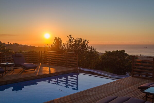 Outdoor pool, sun loungers
