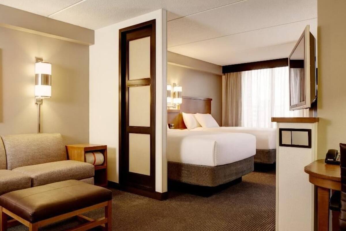 Minibar, desk, blackout curtains, iron/ironing board