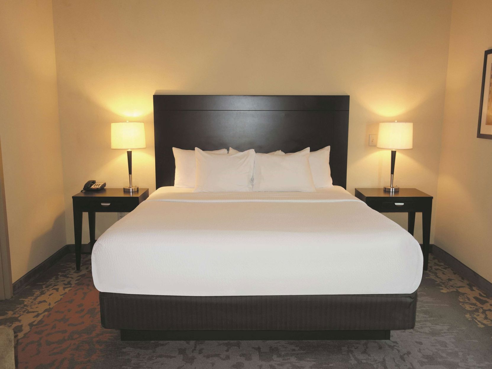 Premium bedding, desk, blackout curtains, iron/ironing board