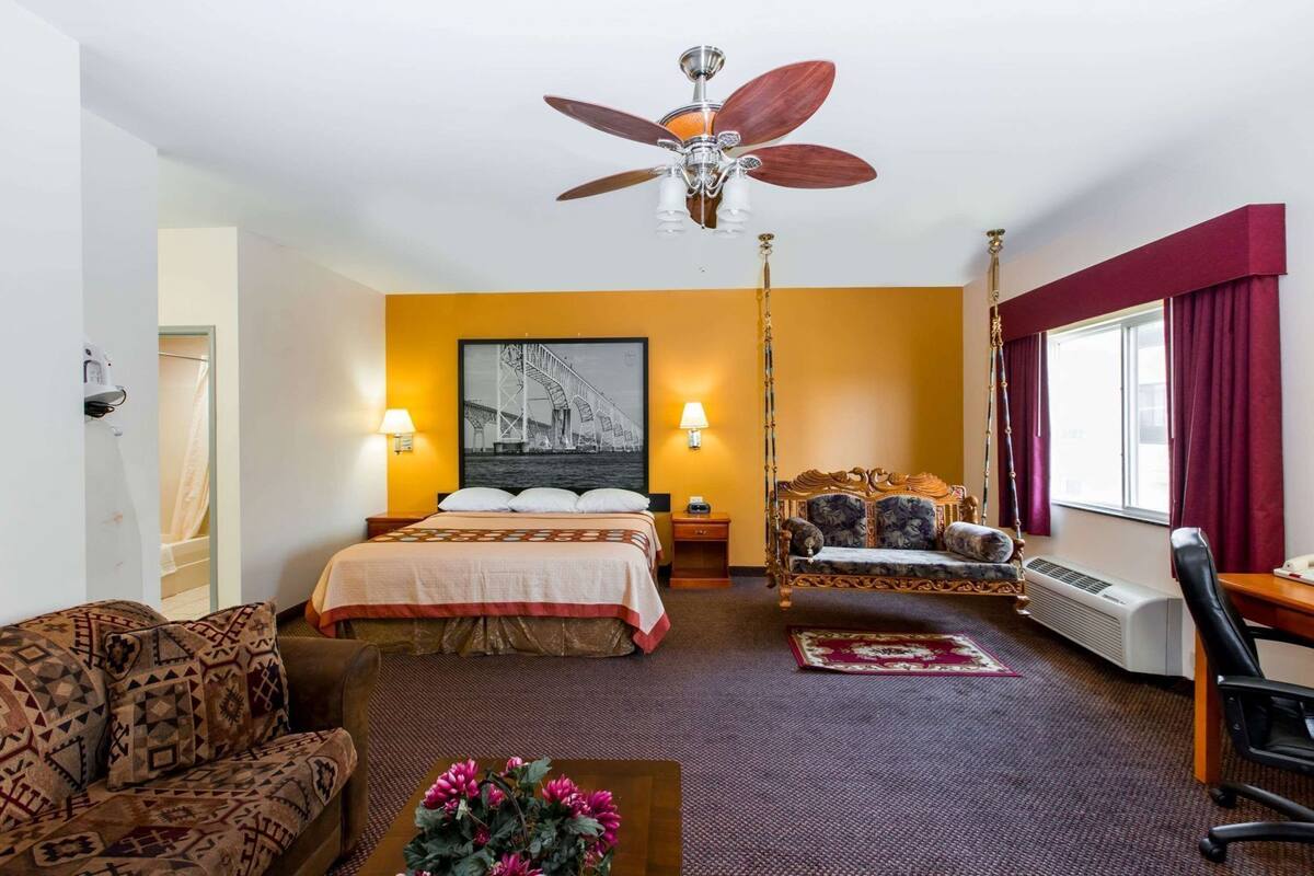 Desk, blackout curtains, iron/ironing board, free WiFi