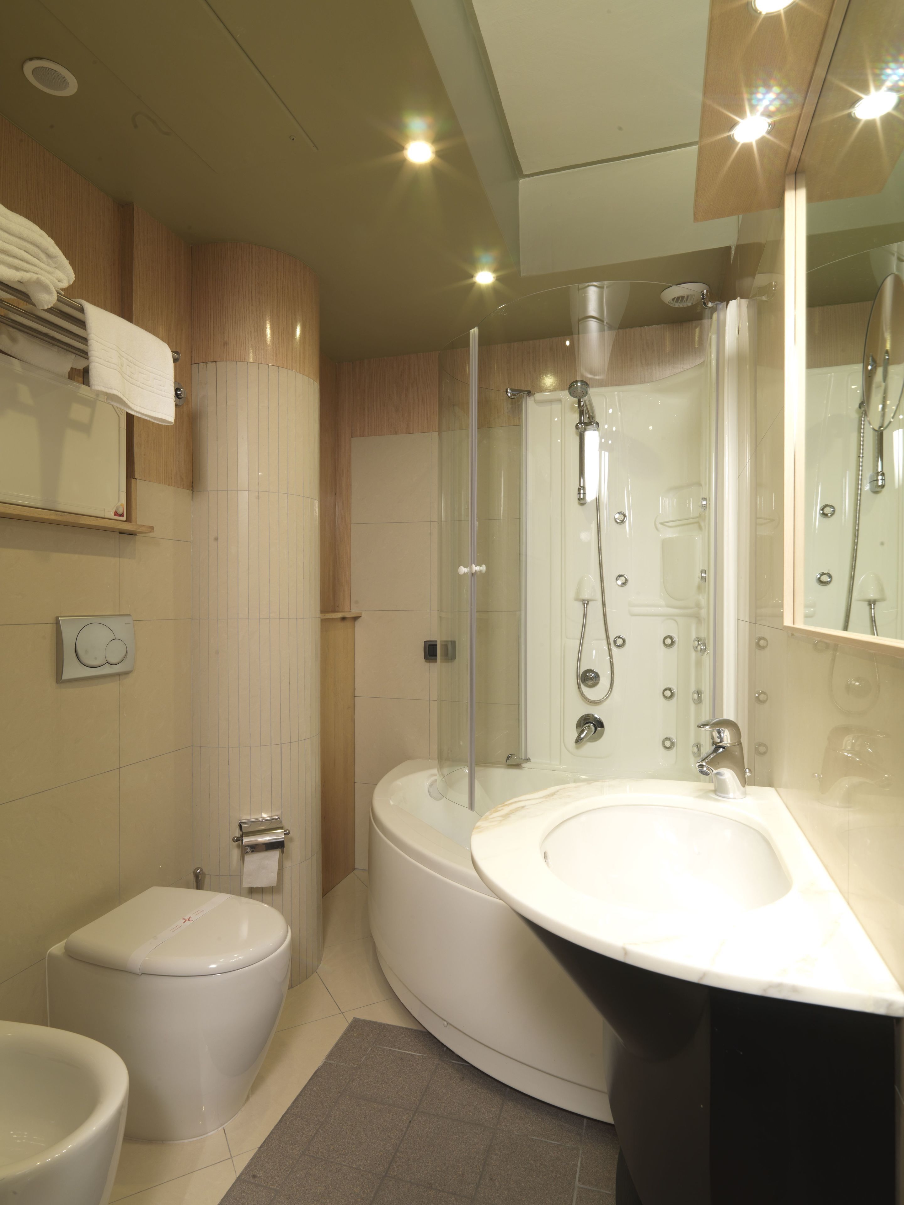 shower, hydromassage showerhead, hair dryer, bidet