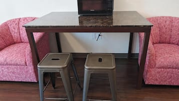 Desk, iron/ironing board (on request), WiFi (free), alarm clocks