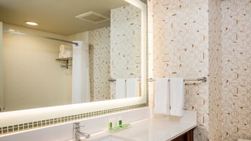 Deep soaking tub, rainfall showerhead, free toiletries, hair dryer