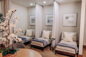 Steam room, body treatments, aromatherapy, hot stone massages