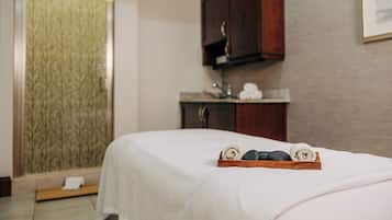 Steam room, body treatments, aromatherapy, hot stone massages