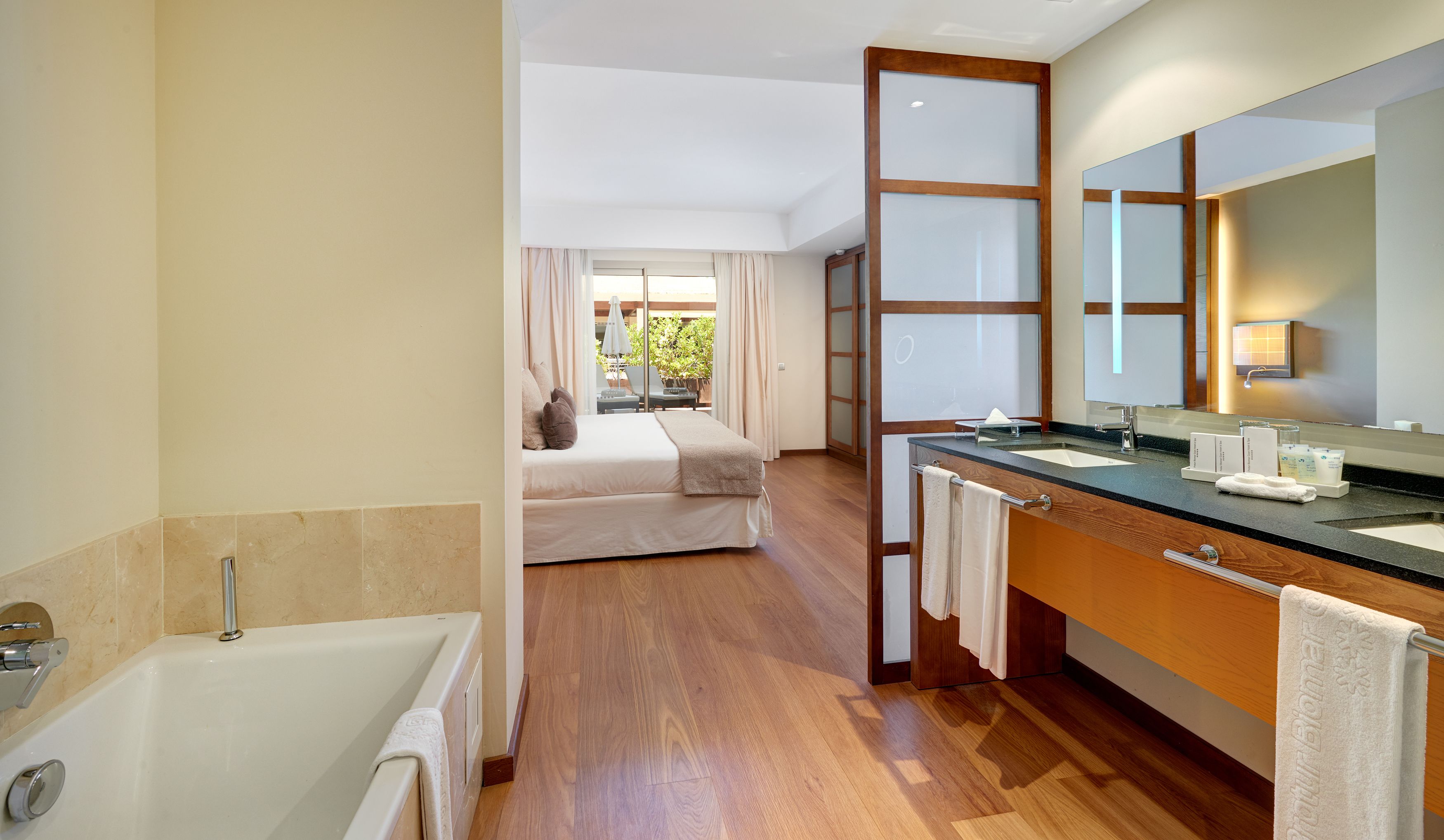 junior suite (select) | bathroom | separate bathtub and shower, free toiletries, hair dryer, bathrobes