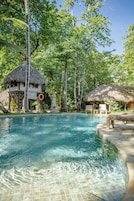 Outdoor pool, sun loungers