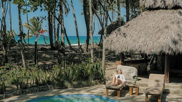 Outdoor pool, sun loungers