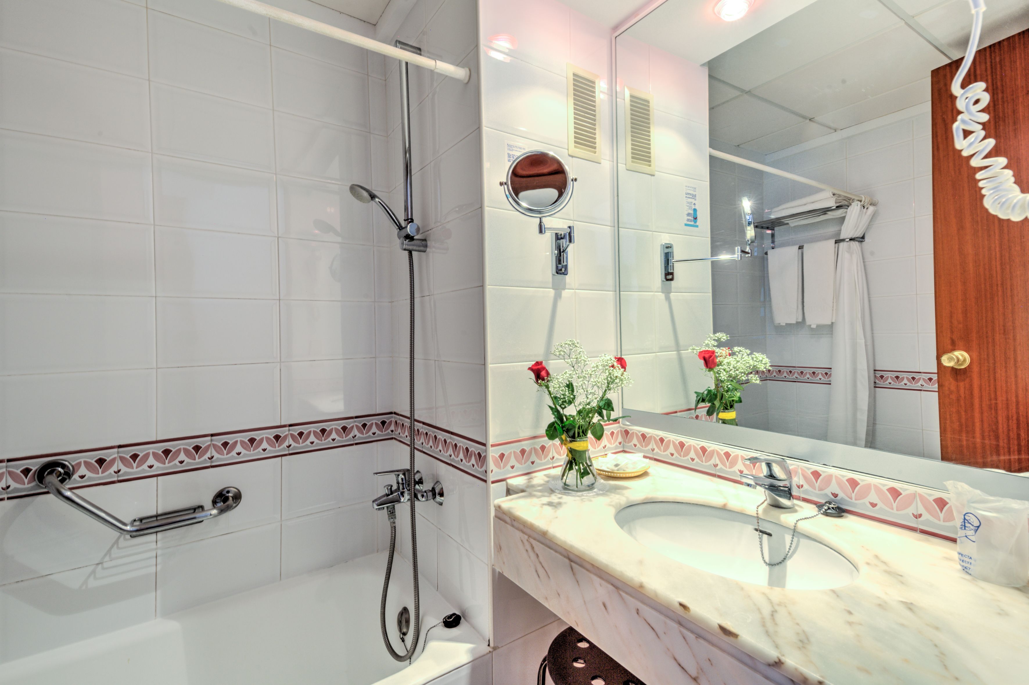 free toiletries, hair dryer, towels