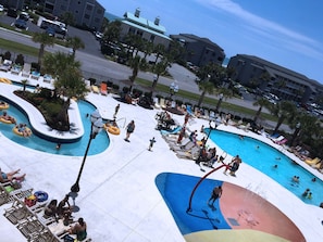 Indoor pool, outdoor pool, open 8:00 AM to 10:30 PM, pool umbrellas