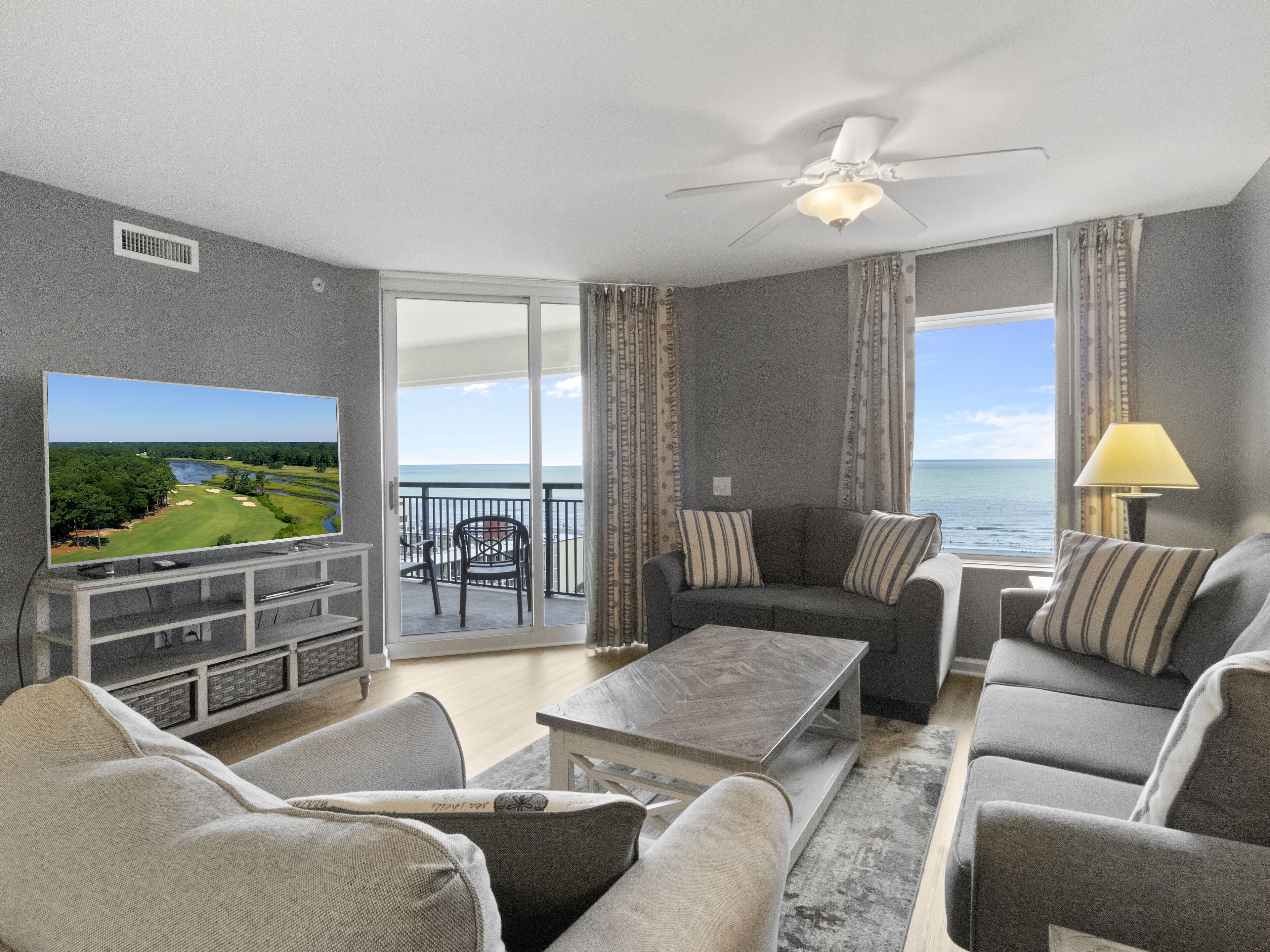 luxury condo, 3 bedrooms, non smoking, ocean view | living area | tv, dvd player