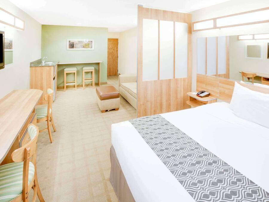 Premium bedding, pillowtop beds, desk, blackout drapes