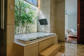 Bañera y ducha independientes y bañera de hidromasaje