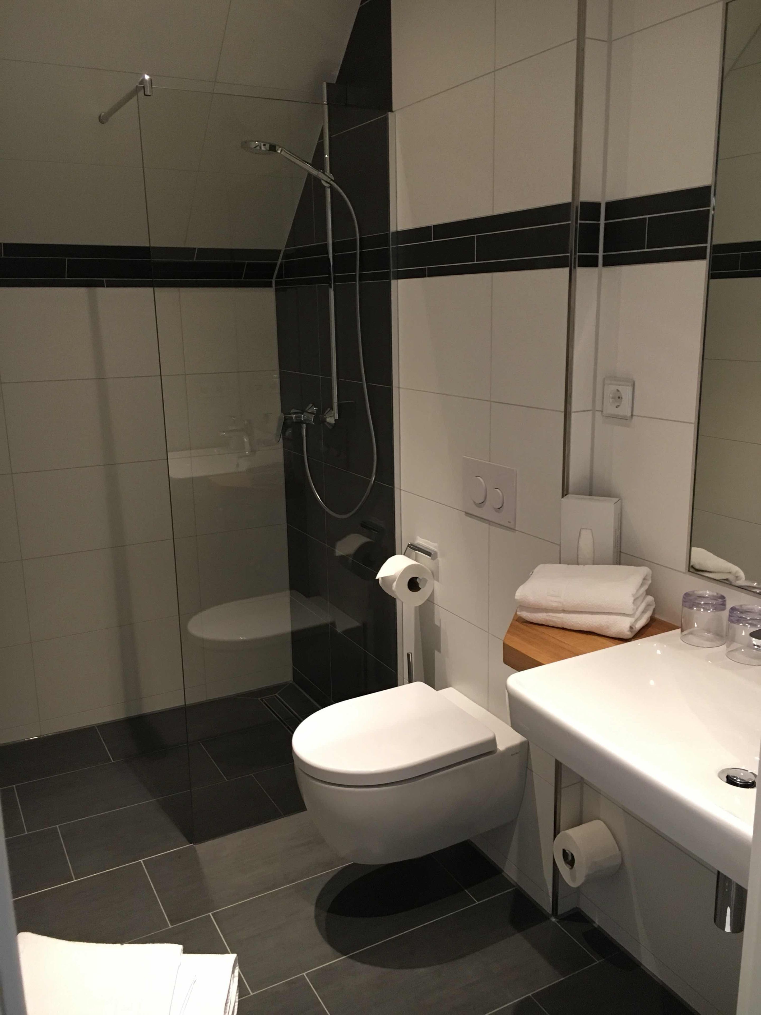 deluxe double room | bathroom | shower, free toiletries, hair dryer, towels