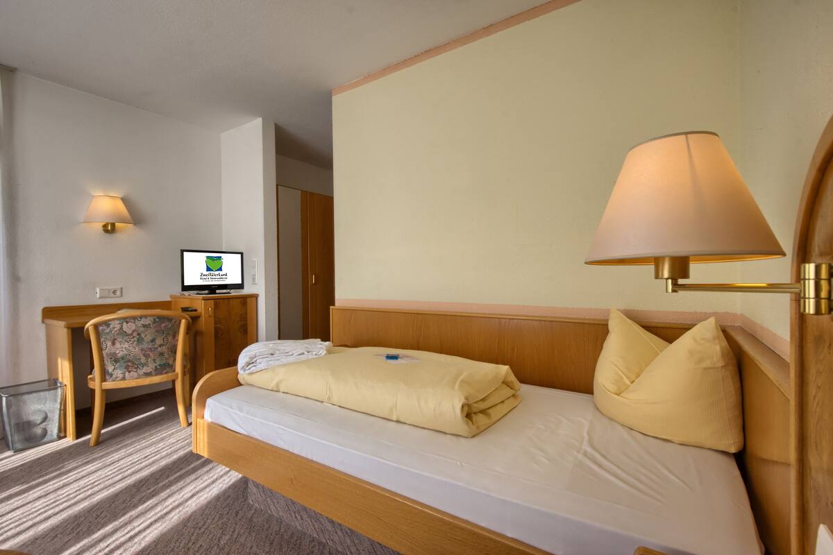 Single Room | Hypo-allergenic bedding, down comforters, desk, iron/ironing board