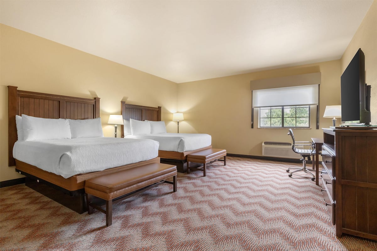 Standard Room, 2 Queen Beds, Non Smoking, Refrigerator & Microwave | 1 bedroom, in-room safe, desk, laptop workspace
