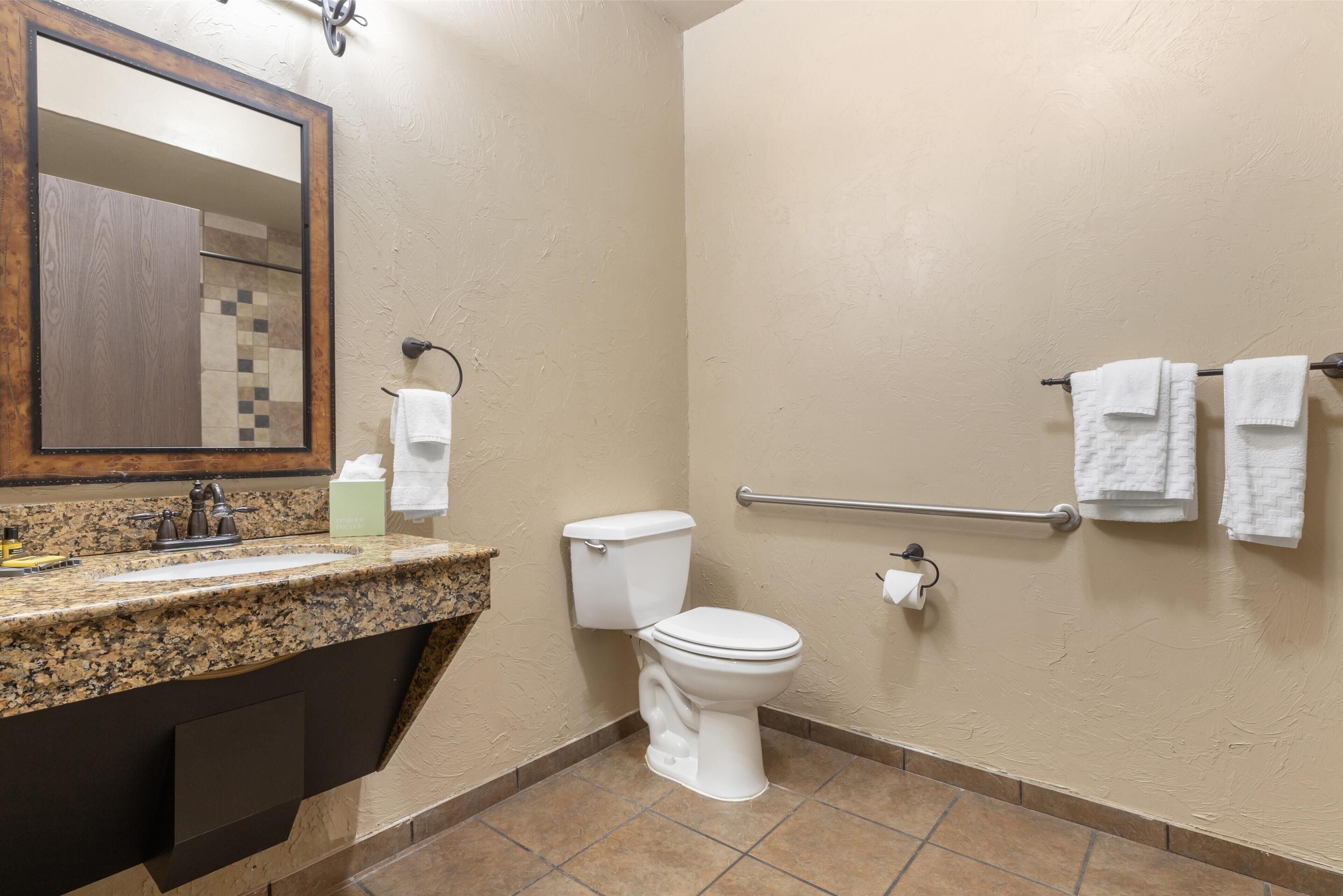 standard room, 1 king bed, non smoking, refrigerator & microwave | bathroom | free toiletries, hair dryer, towels, soap