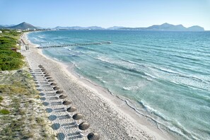 On the beach, white sand