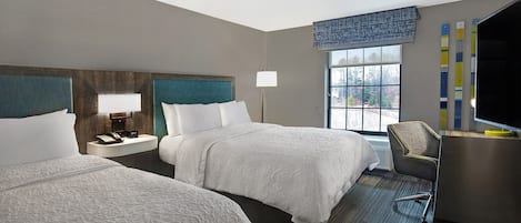 Room, 2 Queen Beds, Refrigerator | Premium bedding, desk, laptop workspace, blackout curtains