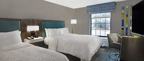 Room, 2 Queen Beds, Refrigerator | Premium bedding, desk, laptop workspace, blackout drapes