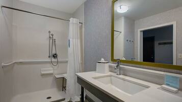 Chambre, 1 trÚs grand lit, accessible aux personnes à mobilité réduite (Roll-In Shower) | Salle de bain