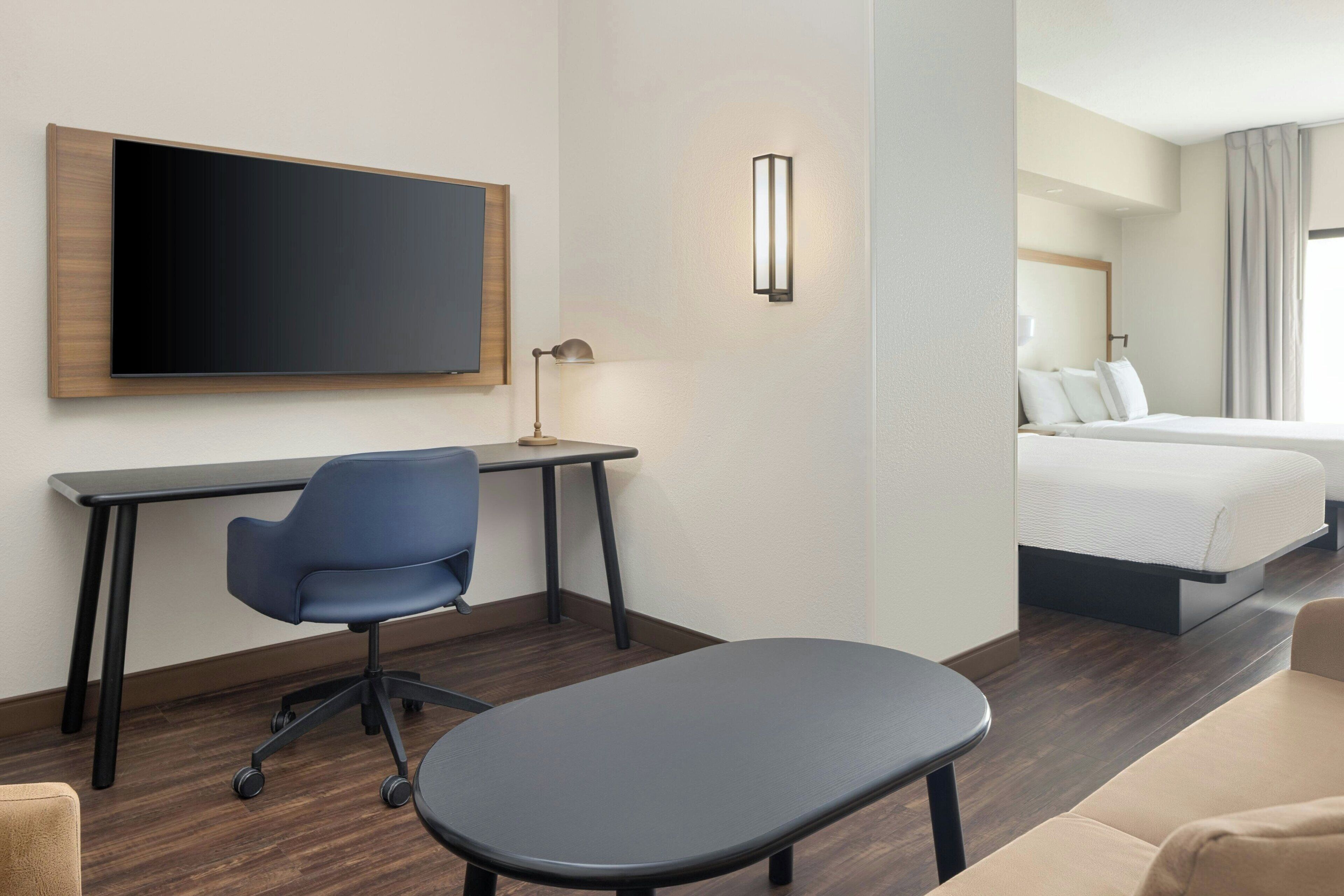 premium bedding, pillow-top beds, desk, iron/ironing board