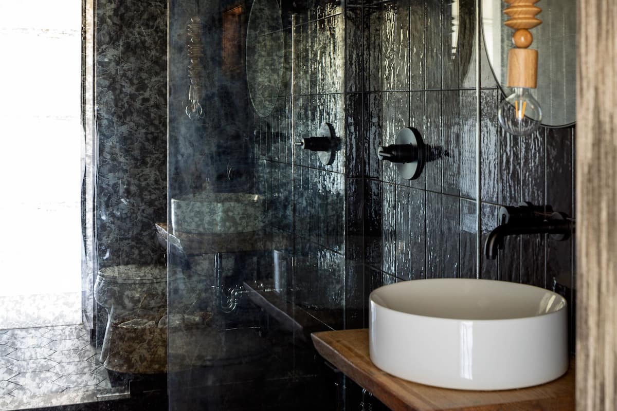 shower, designer toiletries, hair dryer, bathrobes