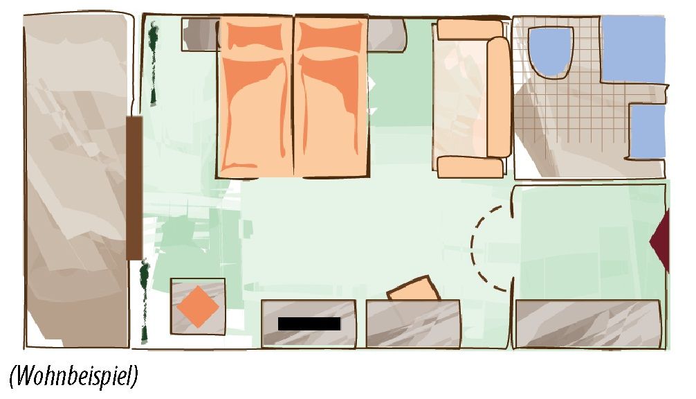 double room, city view | floor plan