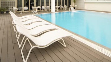 Outdoor pool, sun loungers