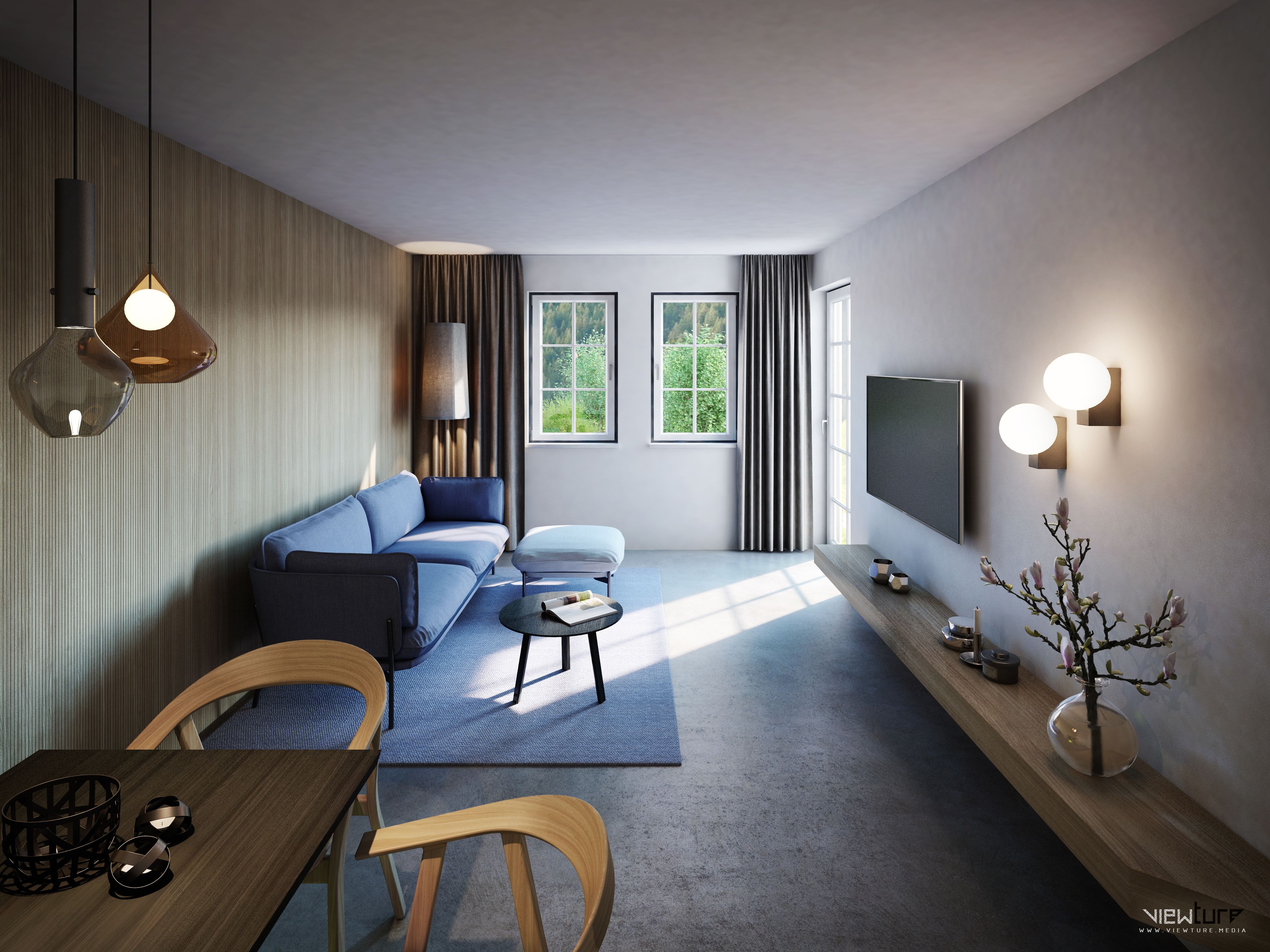 43-inch smart tv with satellite channels, tv, heated floors