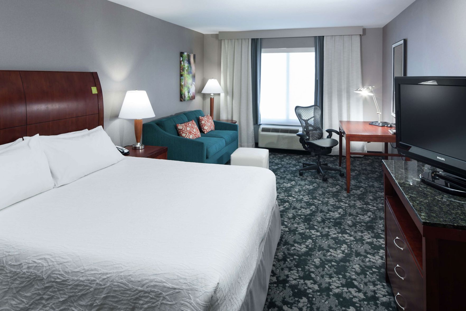 In-room safe, desk, laptop workspace, blackout drapes
