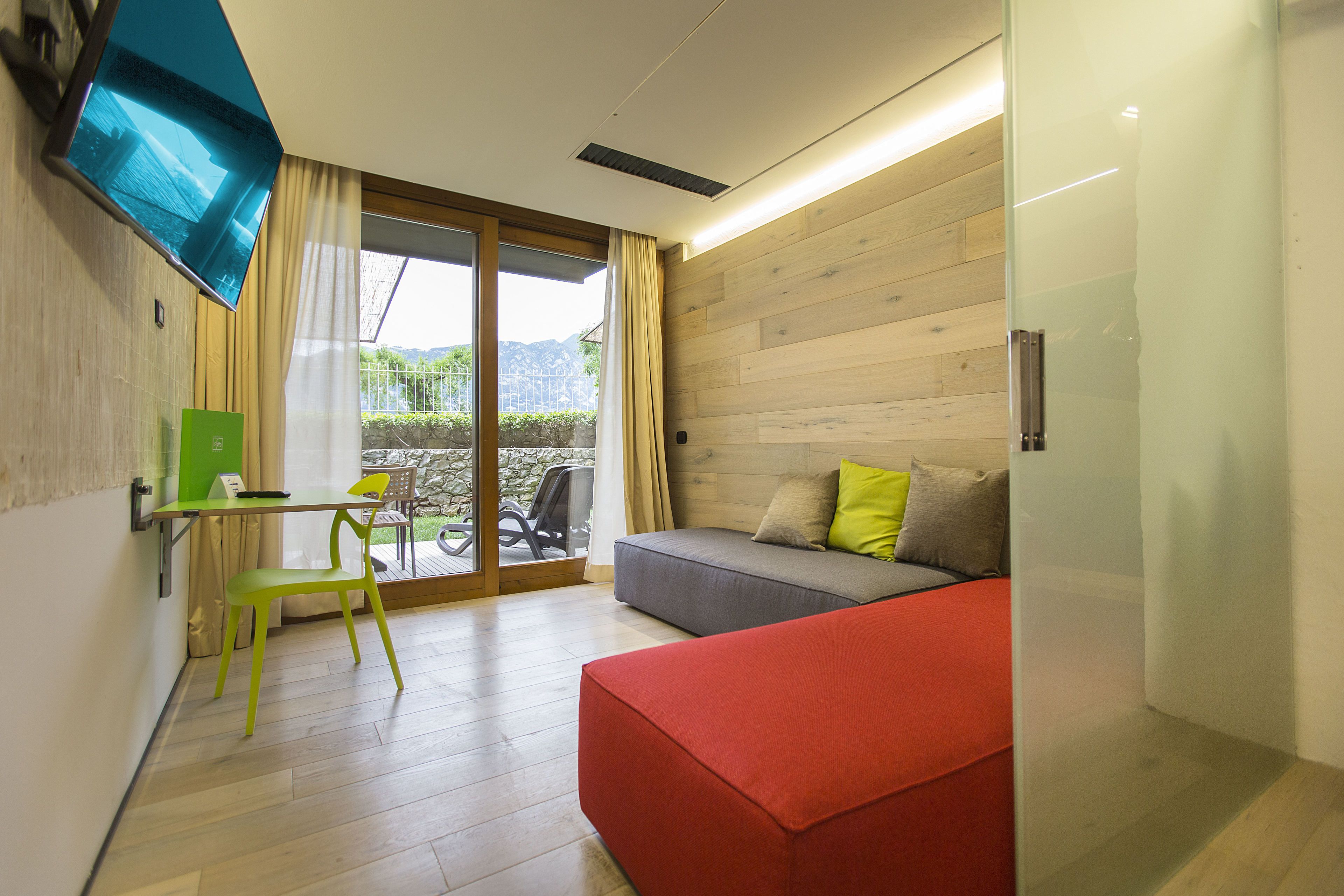 junior suite, patio, partial lake view | view from room