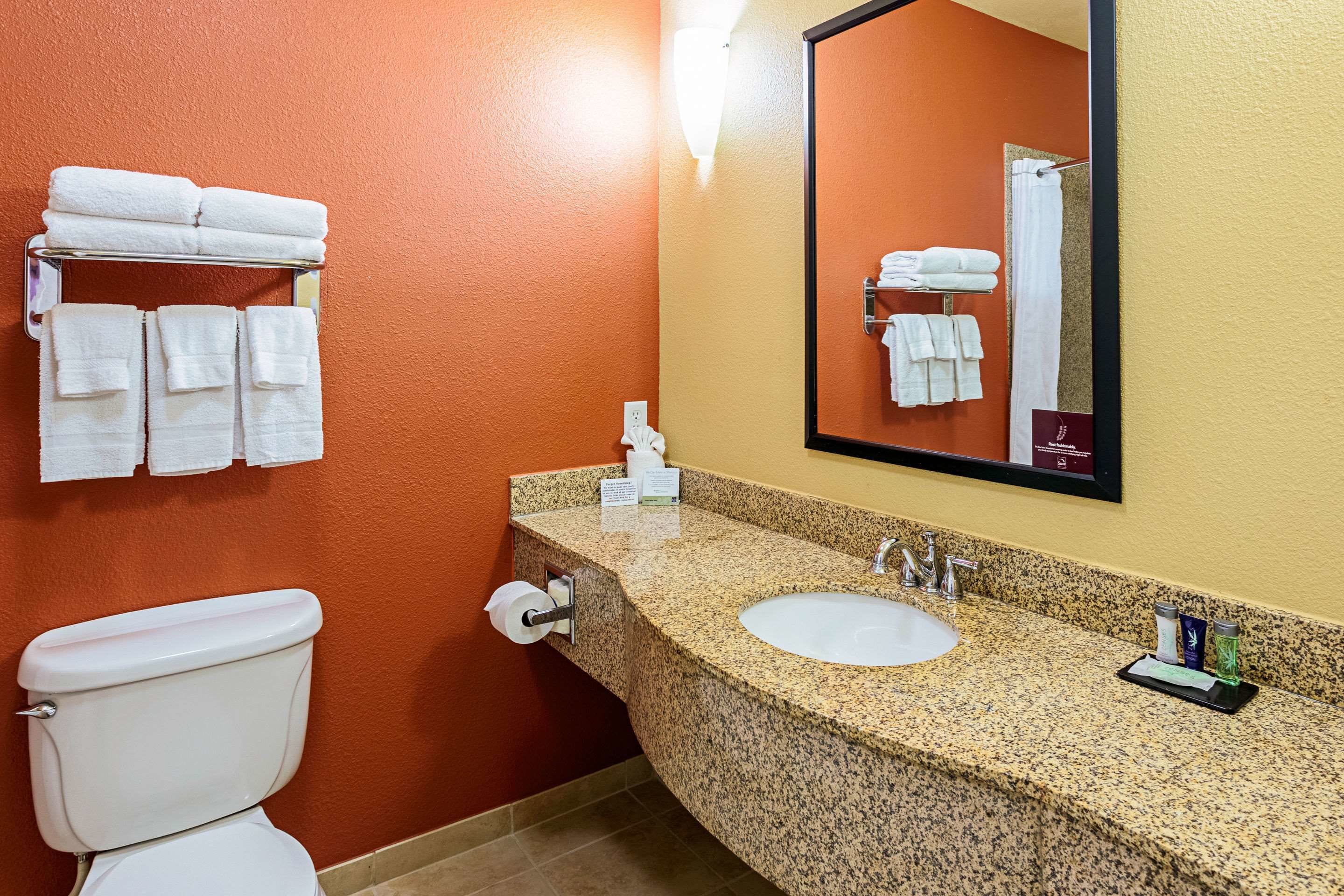 free toiletries, hair dryer, towels