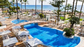 Indoor pool, 2 outdoor pools, pool umbrellas, sun loungers
