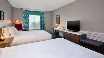 Hypo-allergenic bedding, desk, laptop workspace, iron/ironing board