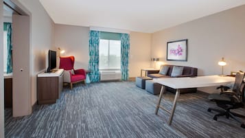 Hypo-allergenic bedding, desk, laptop workspace, iron/ironing board