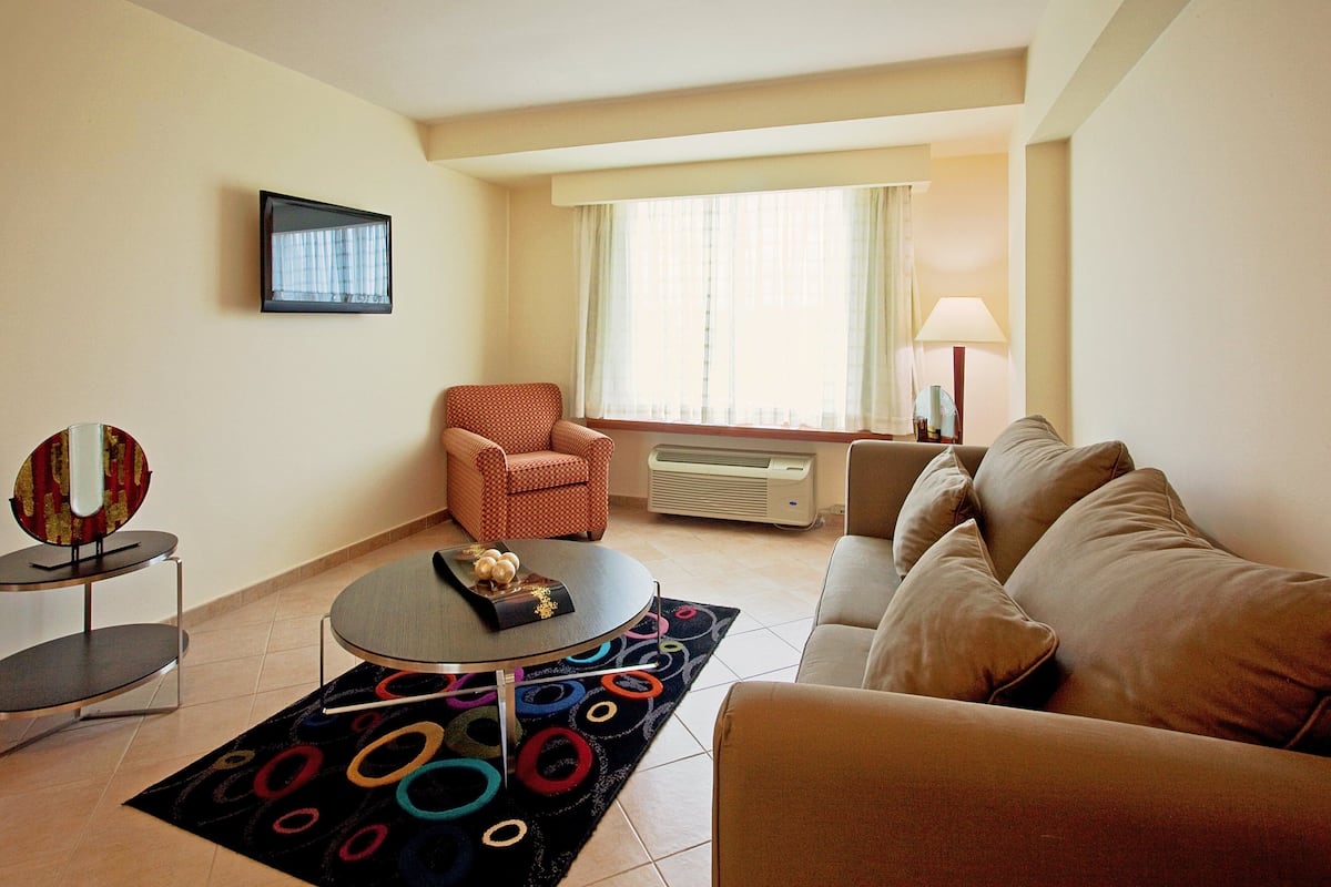 Suite, 1 kingsize bed | Luxe beddengoed, een kluis op de kamer, een bureau