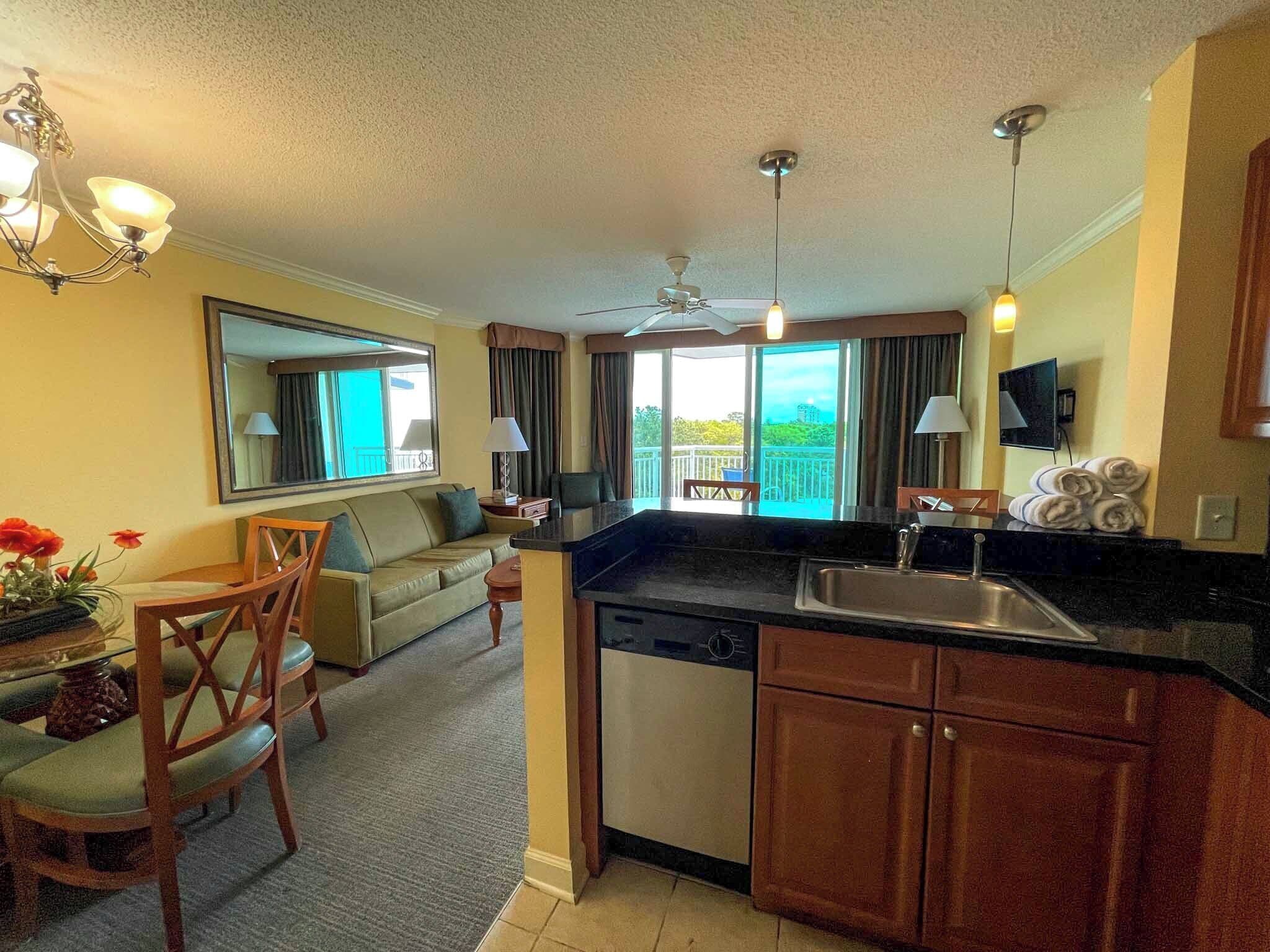 Flat-screen TV, DVD player