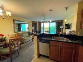 Flat-screen TV, DVD player